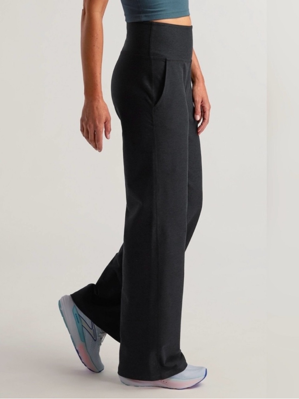 Beyond Yoga Spacedye Wide Leg Pant High Rise Pockets Black Size S - Picture 2 of 9